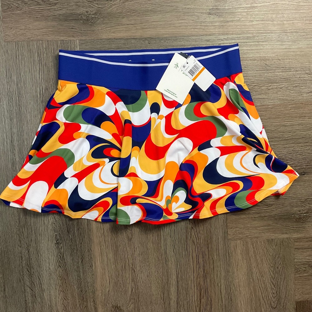 NWT Original Penguin Bluing Retro Swirl Tennis Golf Skort Womens Small Blue Red